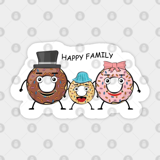 Doughnut Happy Family - Funny Illustration Sticker by DesignWood Atelier